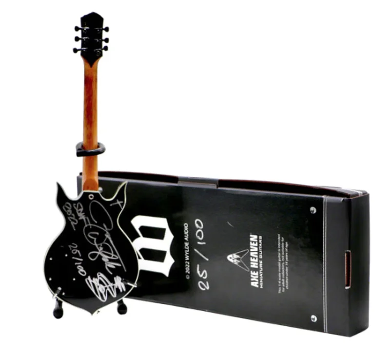 ZAKK WYLDE SIGNED HEATHEN GRAIL MINI GUITAR - WYLDE AUDIO REPLICA COLLECTIBLE BY AXE HEAVEN